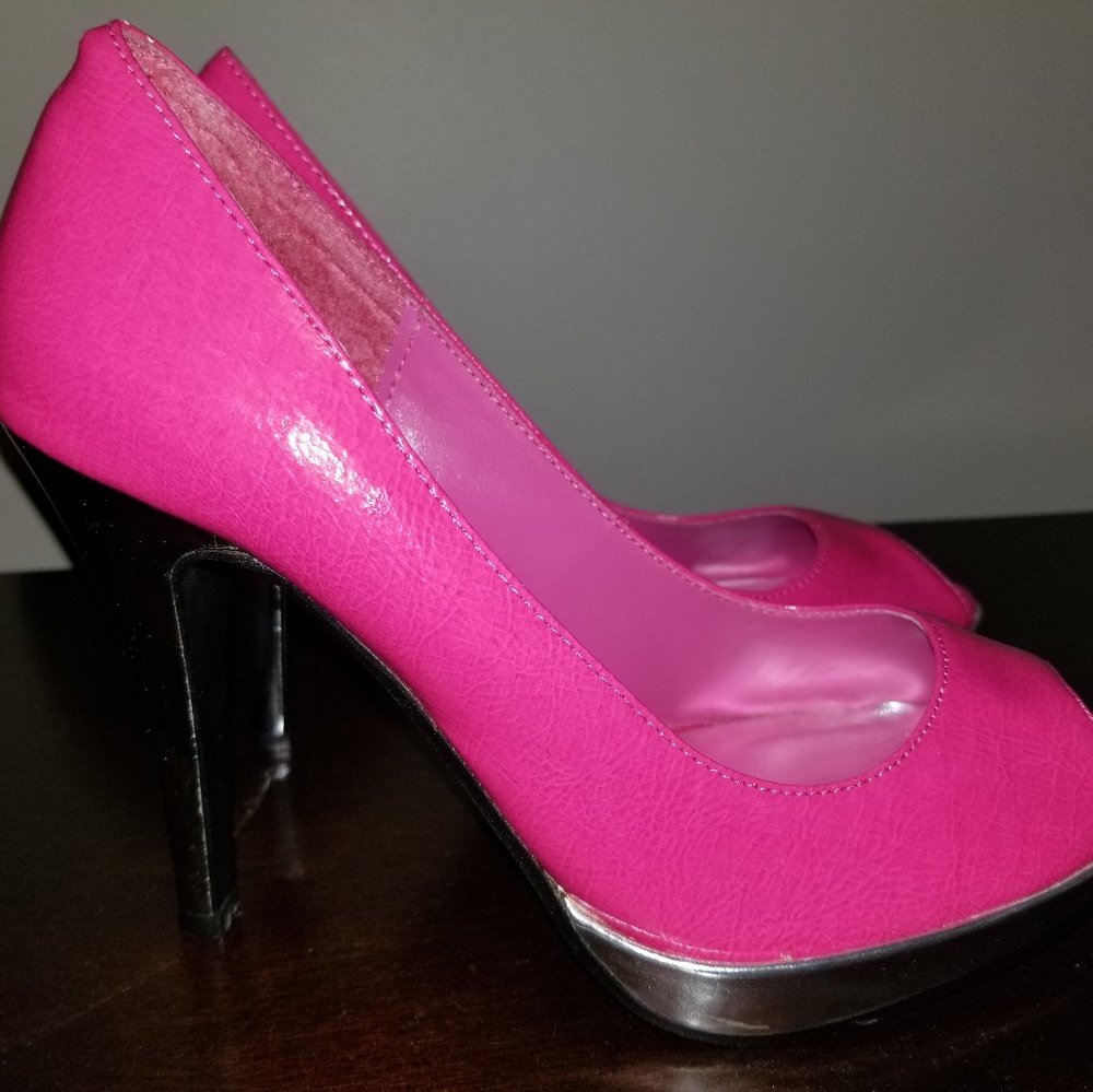 Hot pink platform heels